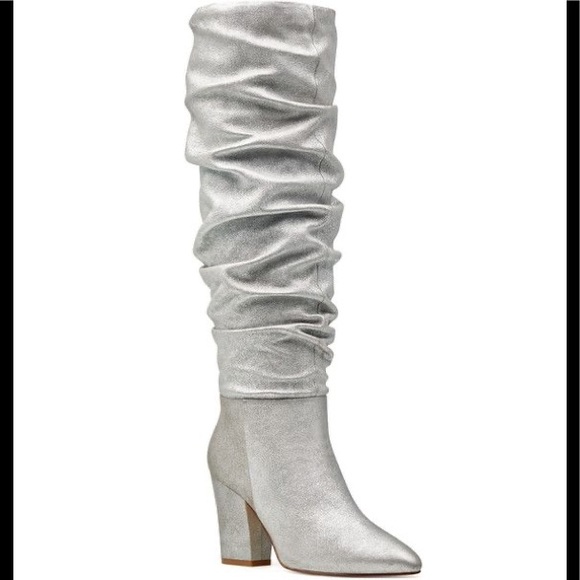 🆕🚺💟NINE WEST SILVER LEATHER BOOTS💟🚺🆕 - Picture 2 of 12
